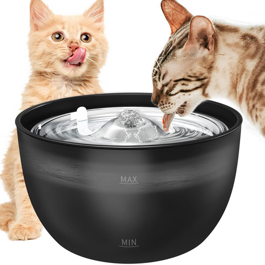 102oz/3L Cat Water Fountain Stainless Steel Tray Automatic Water Bowl Dispenser for Pets-0
